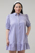 Fannie Striped Levy Button Down Shift Dress Curve